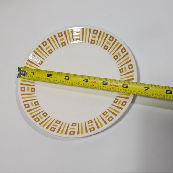 Syracuse Syralite Bread Plate Yellow Brown Geometric Vintage Restaurant Ware USA - Picture 3 of 5